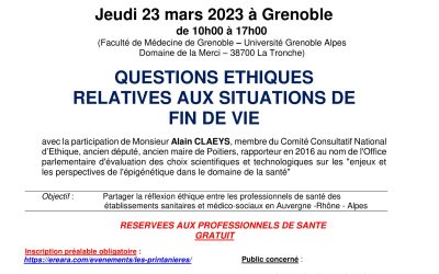 6èmes Printanières de l’Ethique en Santé – Grenoble
